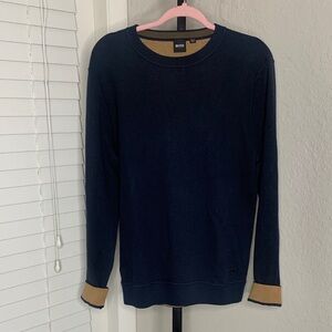 Boss virgin wool cotton blend Men's Dark Blue Sweater